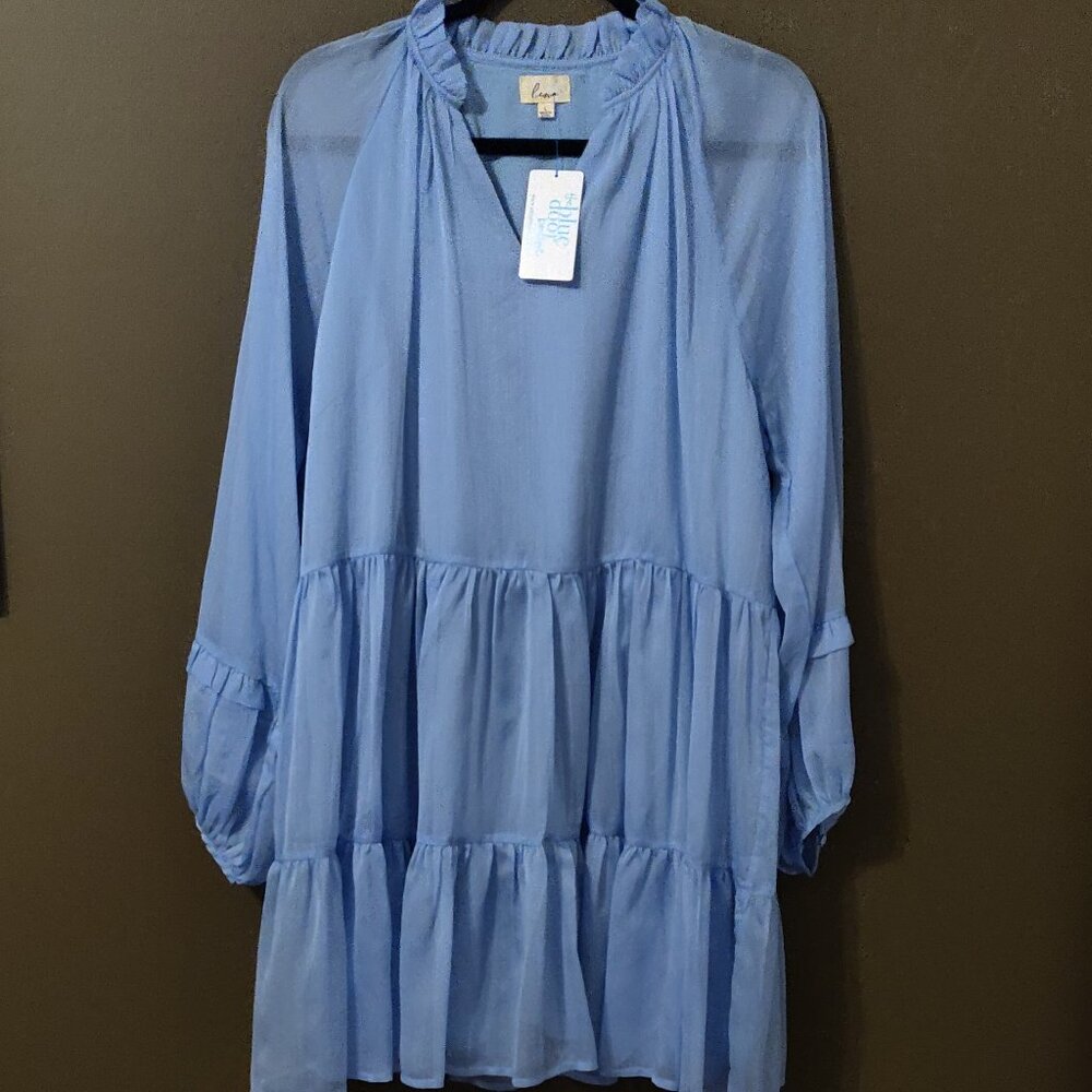 Lena Chiffon Class Dress Large Periwinkle NEW WITH TAGS
